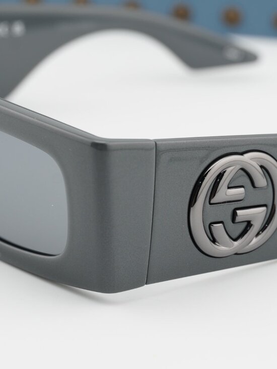 Gucci GG1646S 006 Rectangle Sunglasses - Grey/Grey with Silver Mirror main image 8